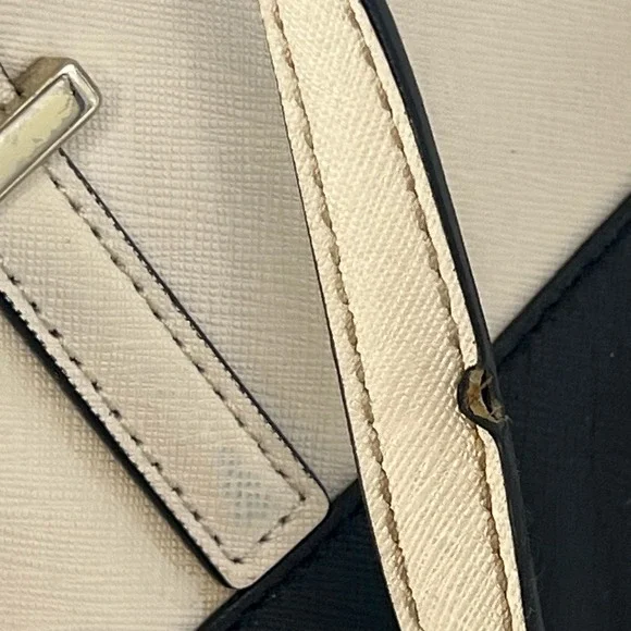 Kate Spade Satchel Handbag Two Tone Black Cream Leather Gold Hardware‎ Crossbody - Picture 12 of 13